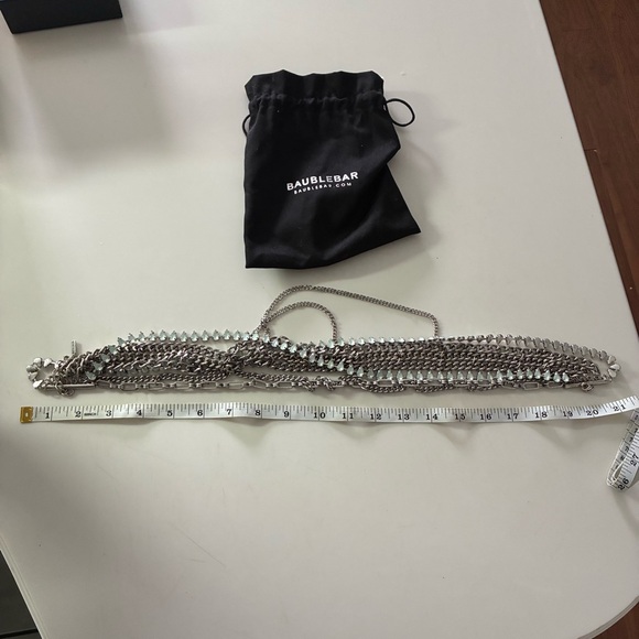 Rare BaubleBar Statement Chain Necklace | Gunmetal & Mint Crystal - Picture 6 of 8